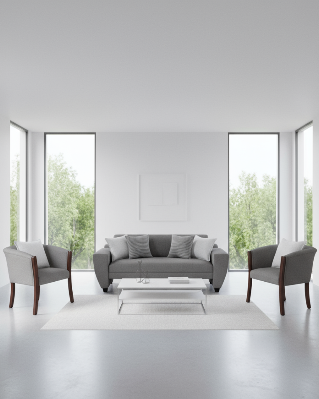 Set Trío Prime Medium | Sofá 1,77 m + 2 Poltronas | Lino gris medio