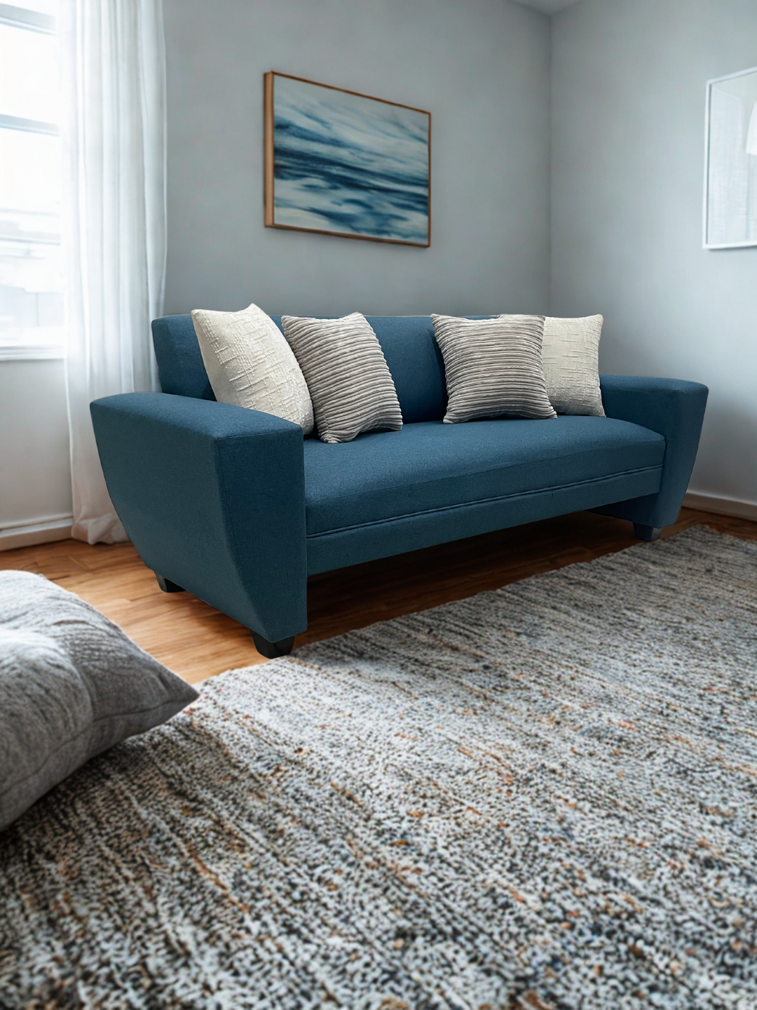 Sofá Madrid | Lino azul petróleo 2M