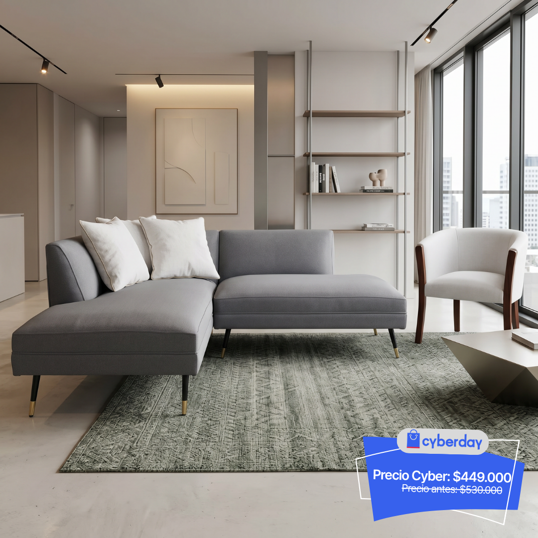 Sofá L Concept Black – Lino gris medio