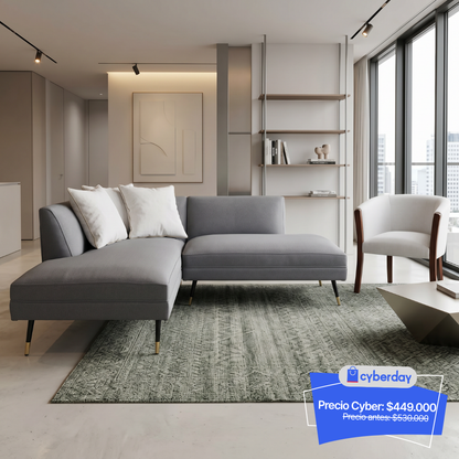 Sofá L Concept Black – Lino gris medio