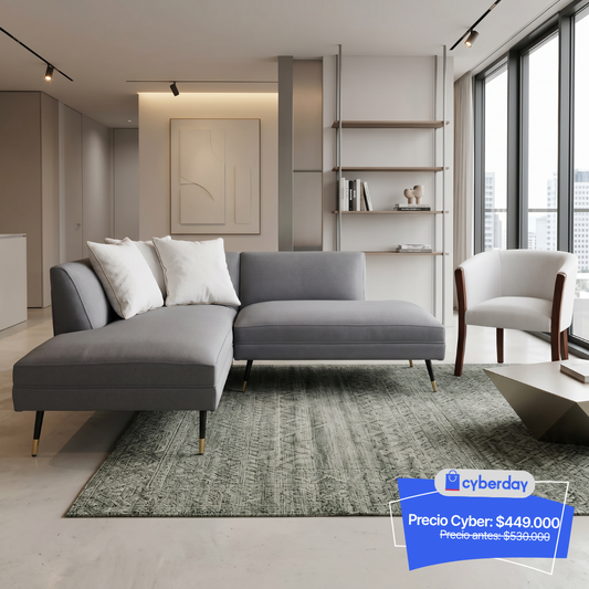 Sofá L Concept Black – Lino gris medio