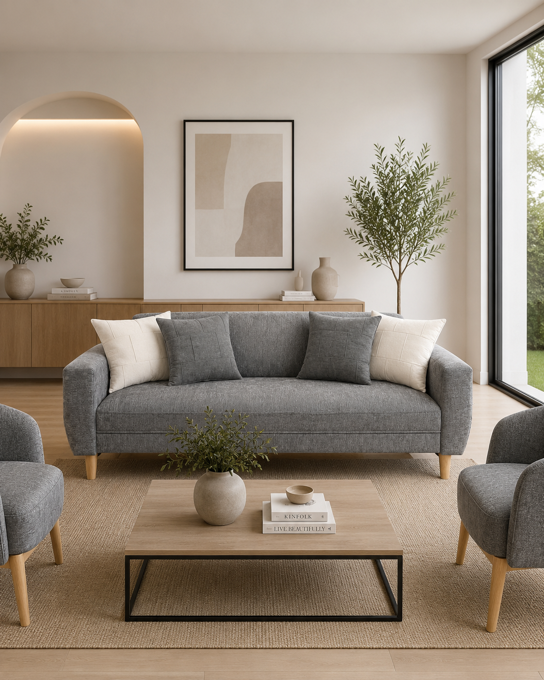 Sofá Sidney wood 2.00| Florencia color gris medio