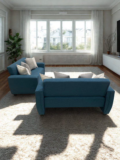 Conjunto Sofá Prime en Lino azul petróleo – 2 y 3 Cuerpos