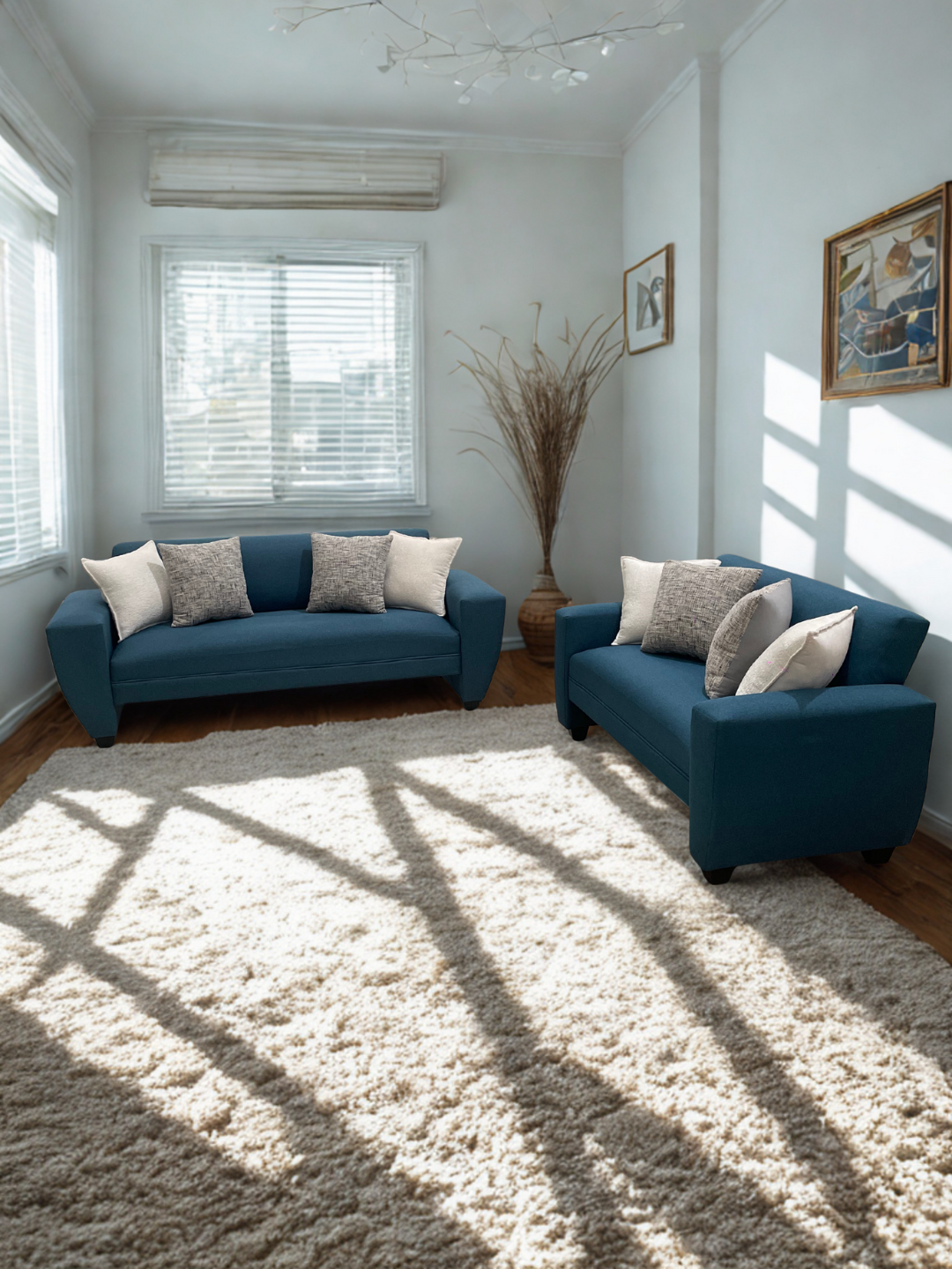 Conjunto Sofá Prime en Lino azul petróleo – 2 y 3 Cuerpos