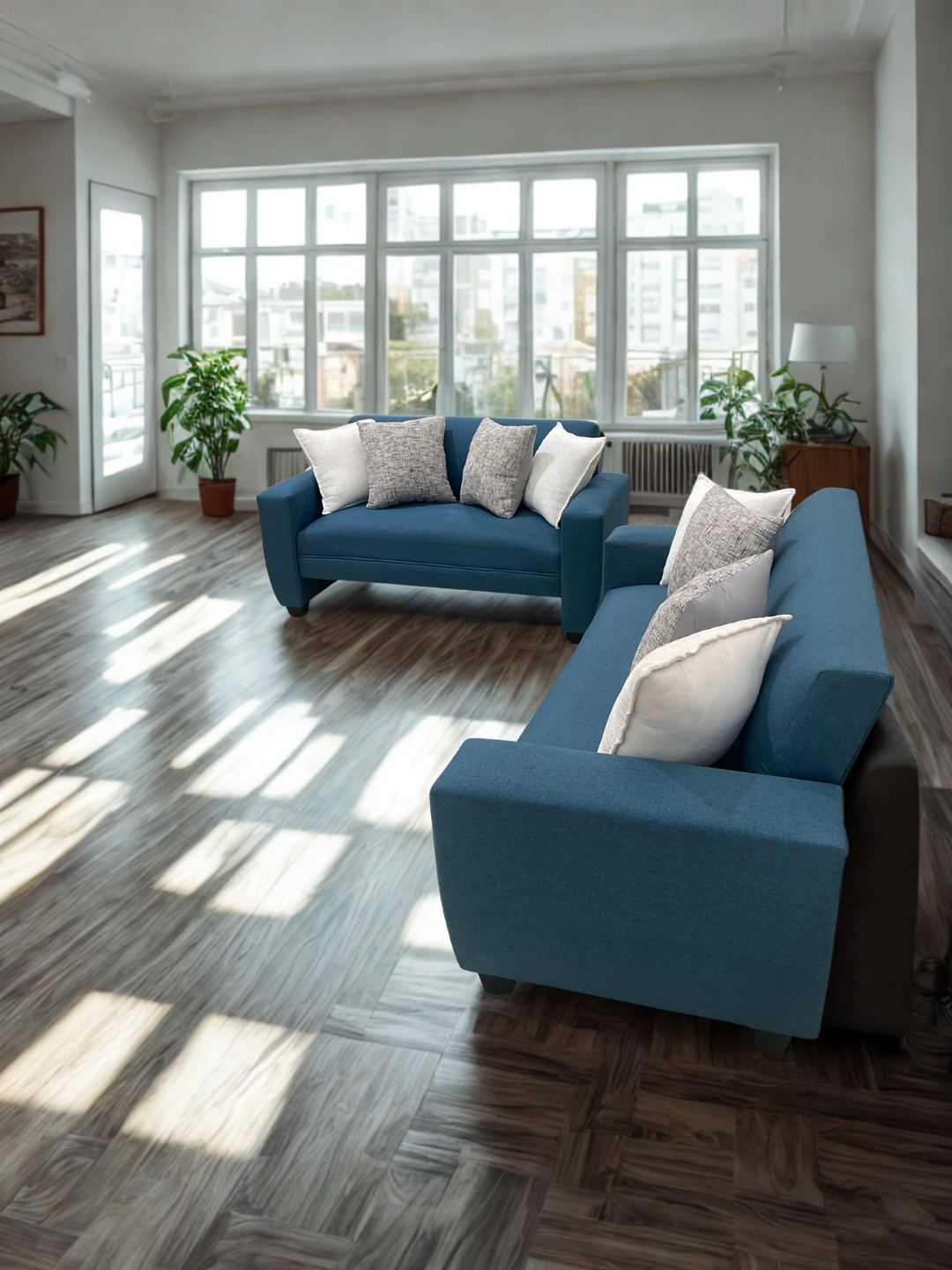 Conjunto Sofá Prime en Lino azul petróleo – 2 y 3 Cuerpos