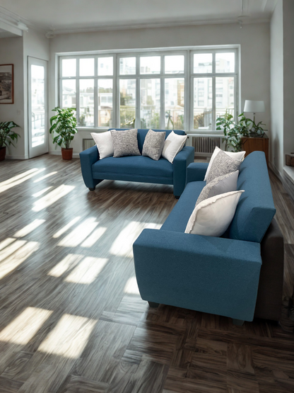 Conjunto Sofá Prime en Lino azul petróleo – 2 y 3 Cuerpos