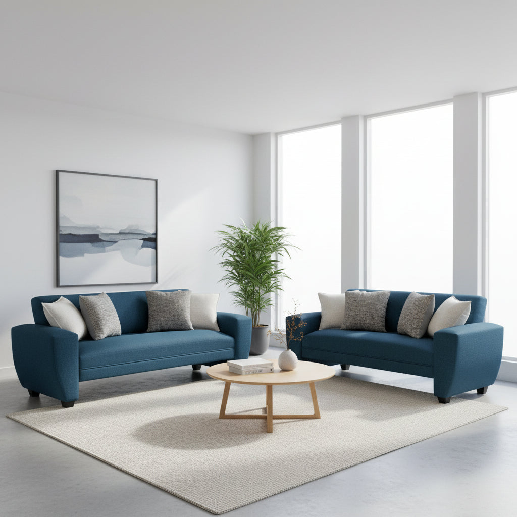 Conjunto Sofá Prime en Lino azul petróleo – 2 y 3 Cuerpos