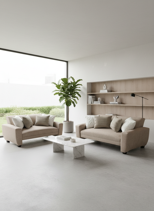 Conjunto Sofá Prime en Lino Beige Austral– 2 y 3 Cuerpos