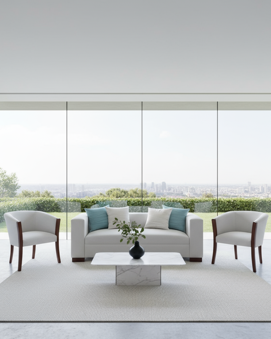 Set Trío Prime Prisma Índigo | Sofá 2.00 m + 2 Poltronas Lino crudo