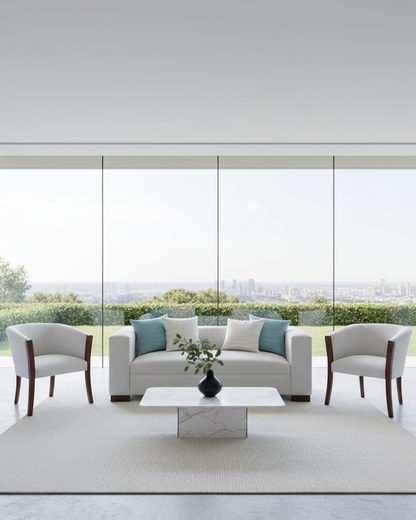 Set Trío Prime Prisma Índigo | Sofá 2.00 m + 2 Poltronas Lino crudo