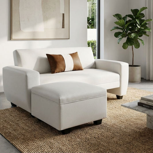 Sofá Sydney 1.50 + Puff 62cm Lino Crudo