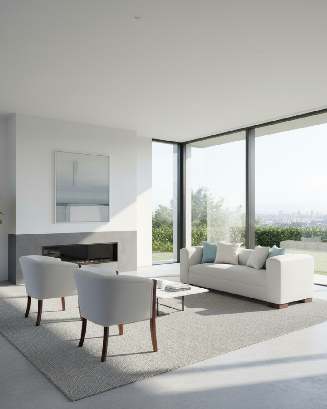 Set Trío Prime Prisma Índigo | Sofá 2.00 m + 2 Poltronas Lino crudo