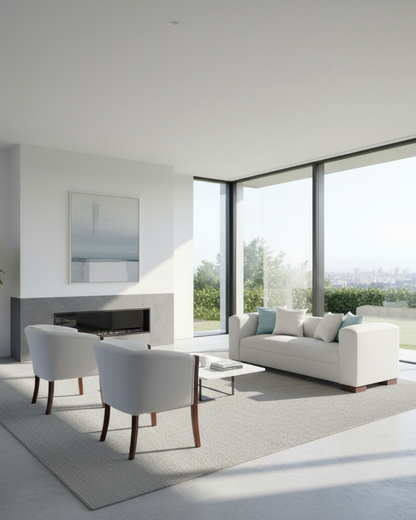 Set Trío Prime Prisma Índigo | Sofá 2.00 m + 2 Poltronas Lino crudo