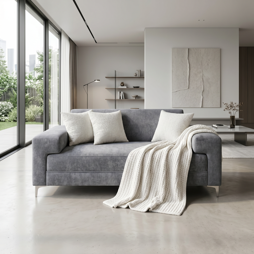 Sofá Oslo 1.84 M | Chenille Gris Impermeable