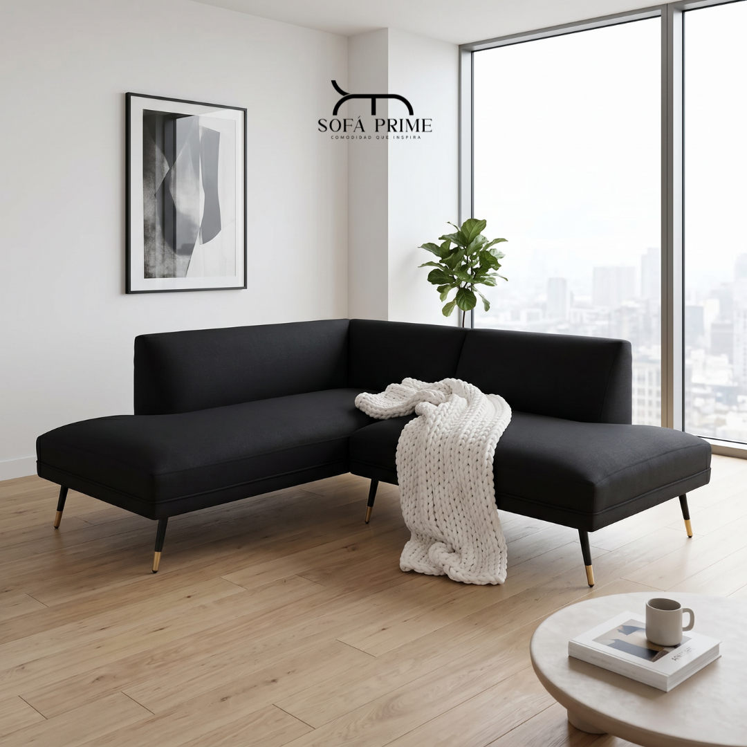 Sofá L Concept Black – Lino Negro