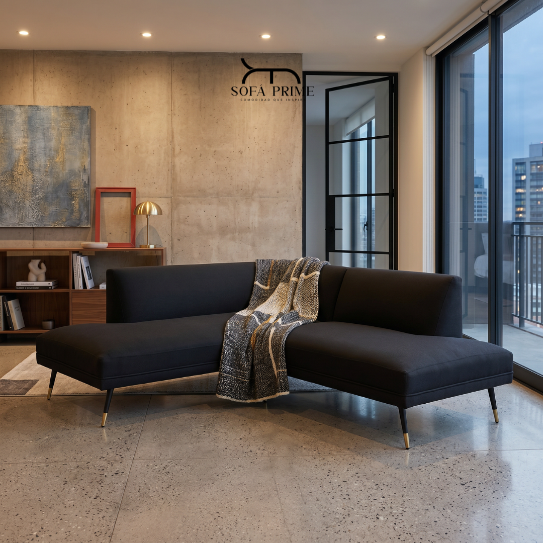 Sofá L Concept Black – Lino Negro