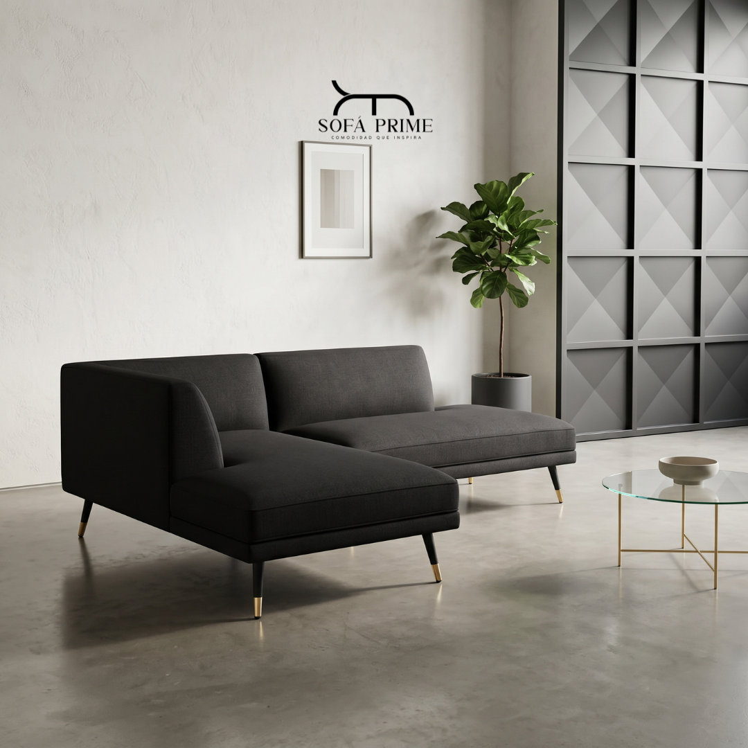 Sofá L Concept Black – Lino Negro
