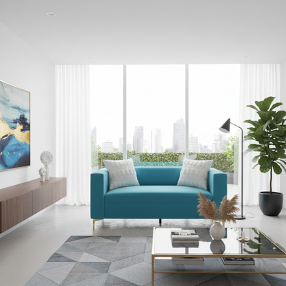 Sofá Milano 1,50 m  | Felpa turquesa