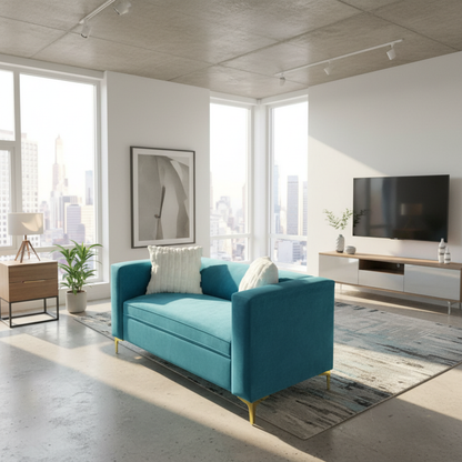 Sofá Milano 1,50 m  | Felpa turquesa