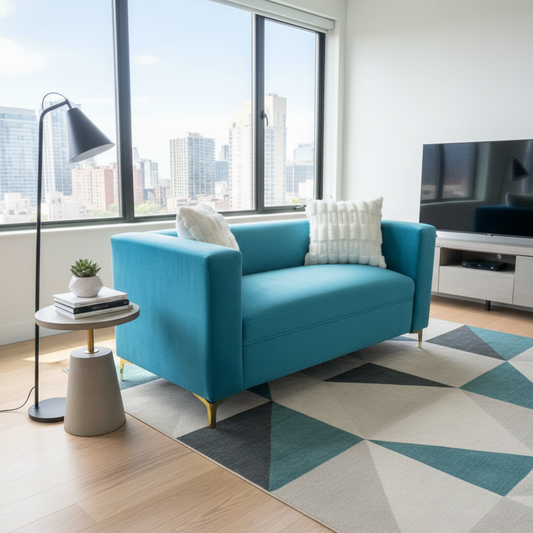 Sofá Milano 1,50 m  | Felpa turquesa