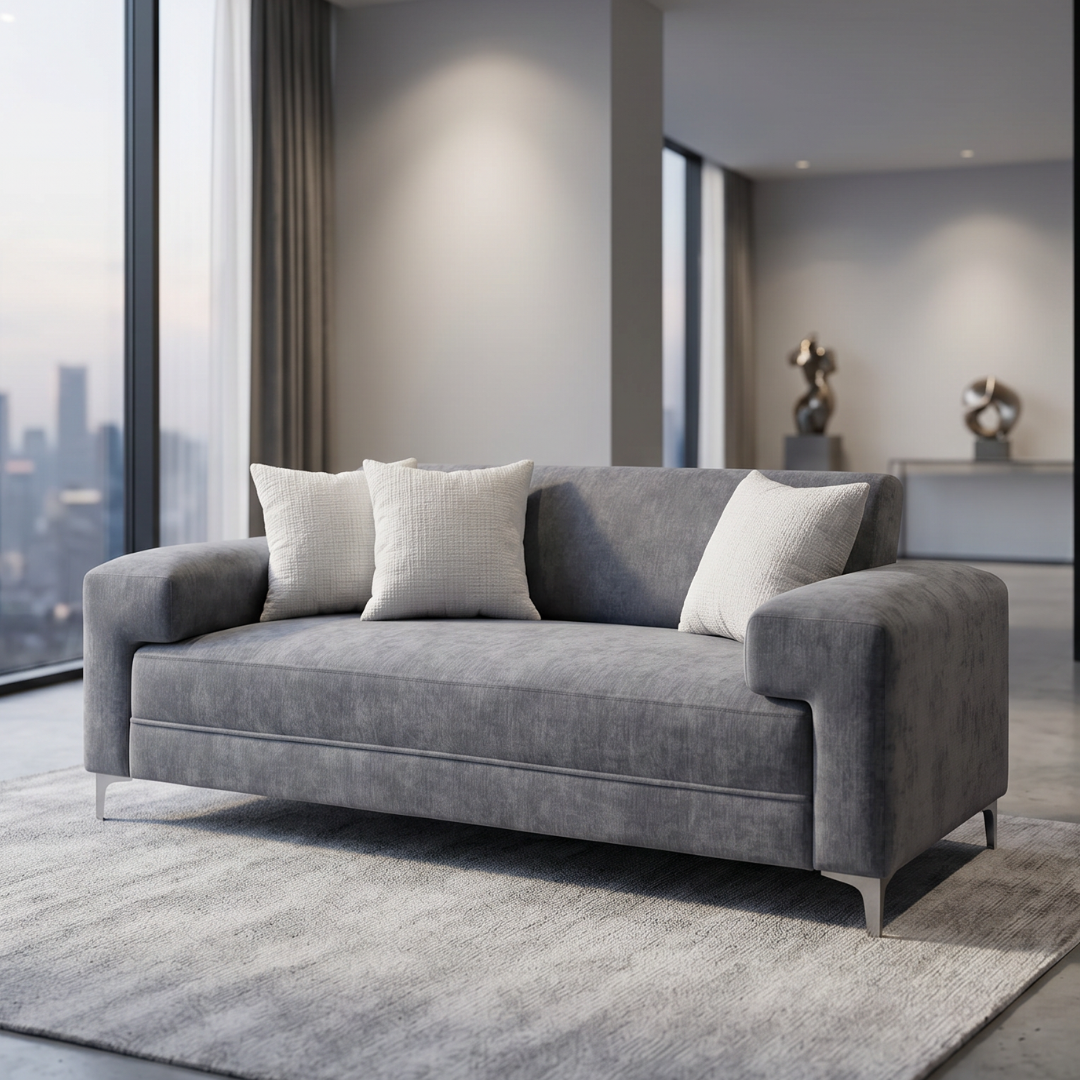 Sofá Oslo 1.84 M | Chenille Gris Impermeable