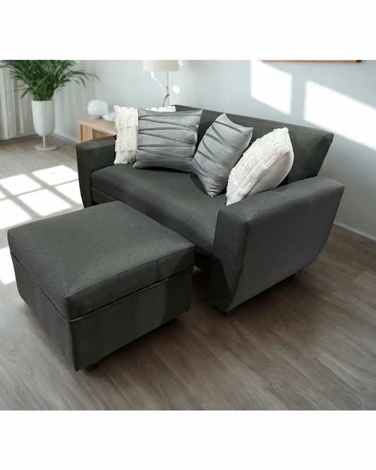 Sofá Sydney 1.50 + Puff gigante 62x62cm con tapa