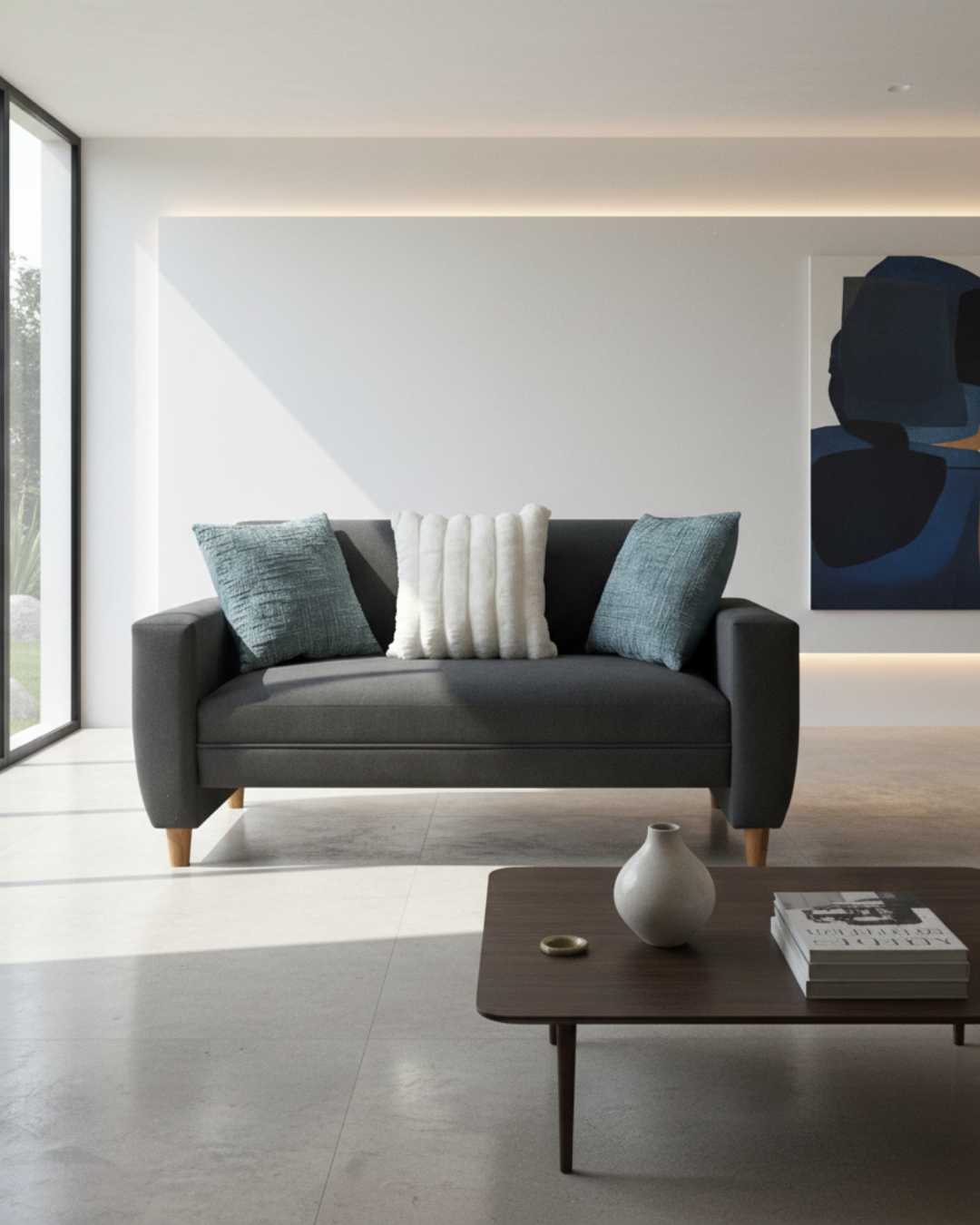 Sofá Sidney wood 1.50 | Lino Gris oscuro