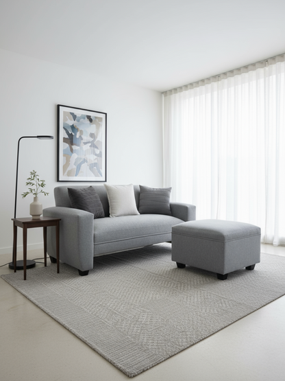 Sofá Sydney 1.50 + Puff gigante 62 cm Lino gris claro