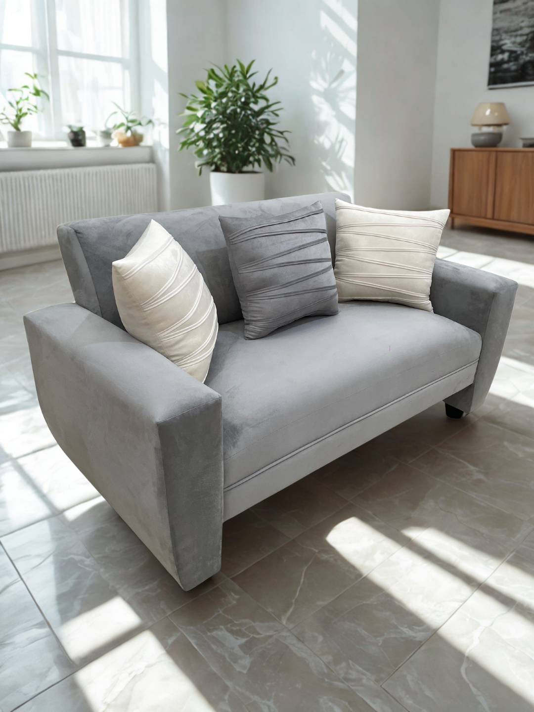 Sofá Sidney 1.50 | Felpa (Terciopelo)Gris