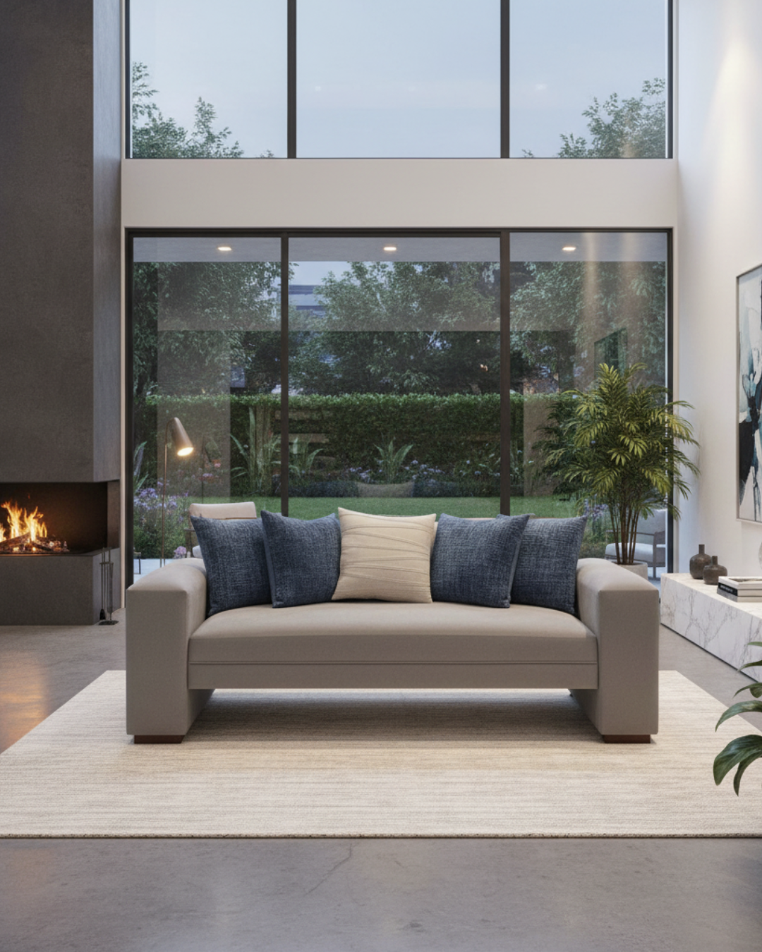 sofá cama Oporto cuadrado 2.00 mts | Felpa gris