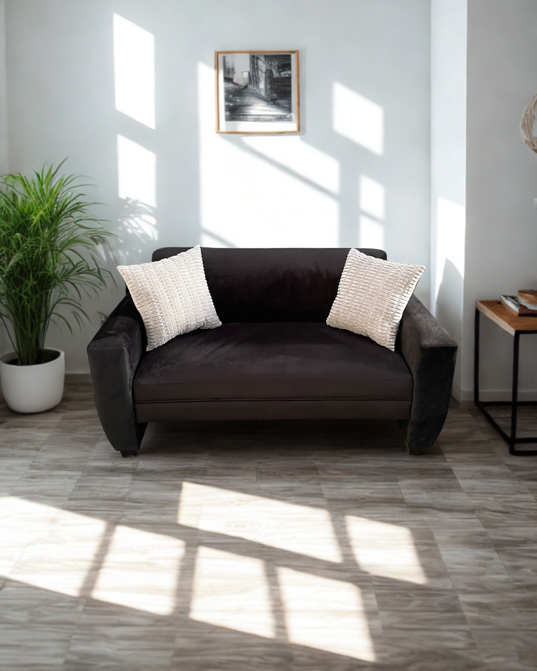 Sofá Sidney 1.50 | Felpa (Terciopelo) negro