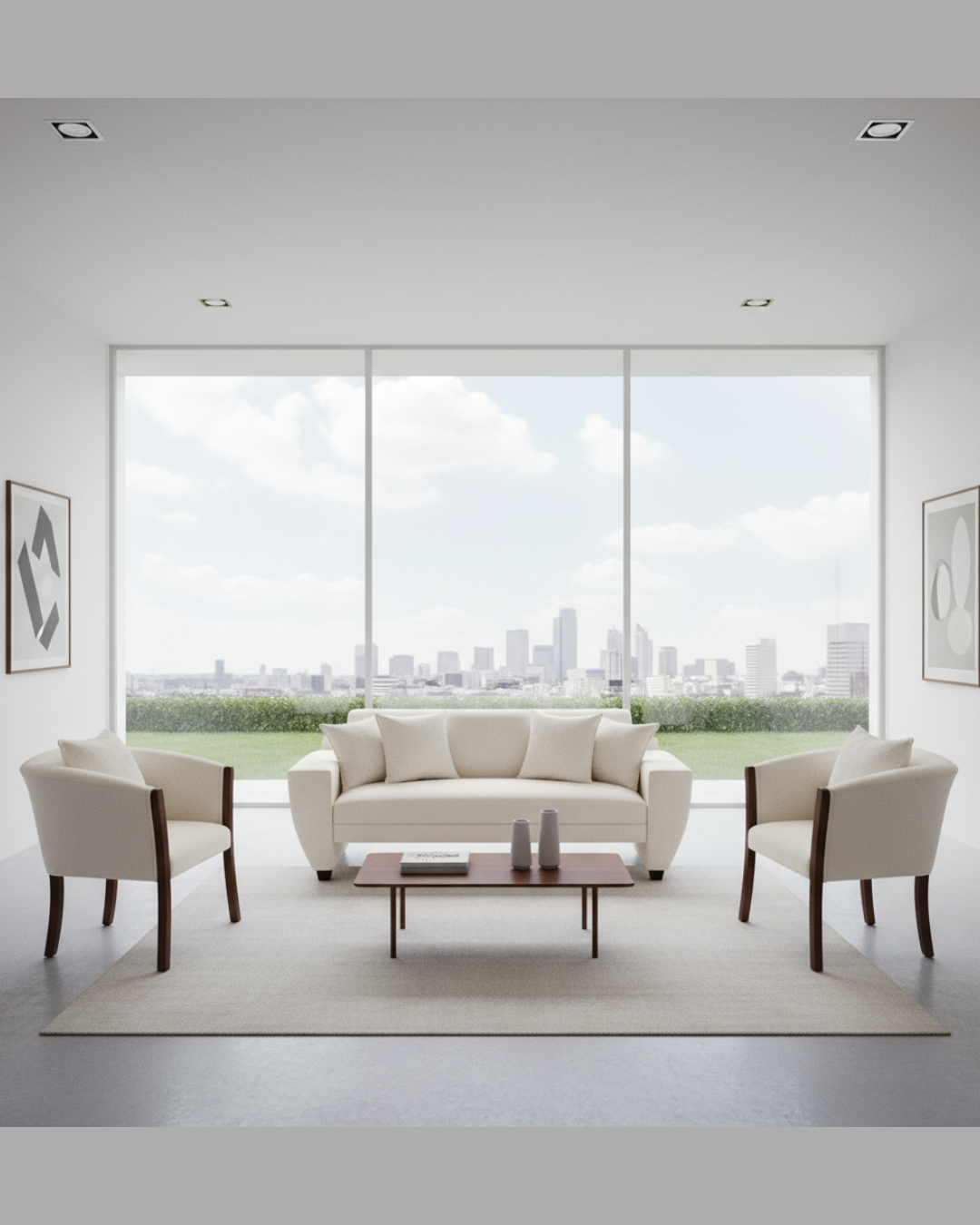 Set Trío Prime Medium | Sofá 1,77 m + 2 Poltronas | Lino Crudo