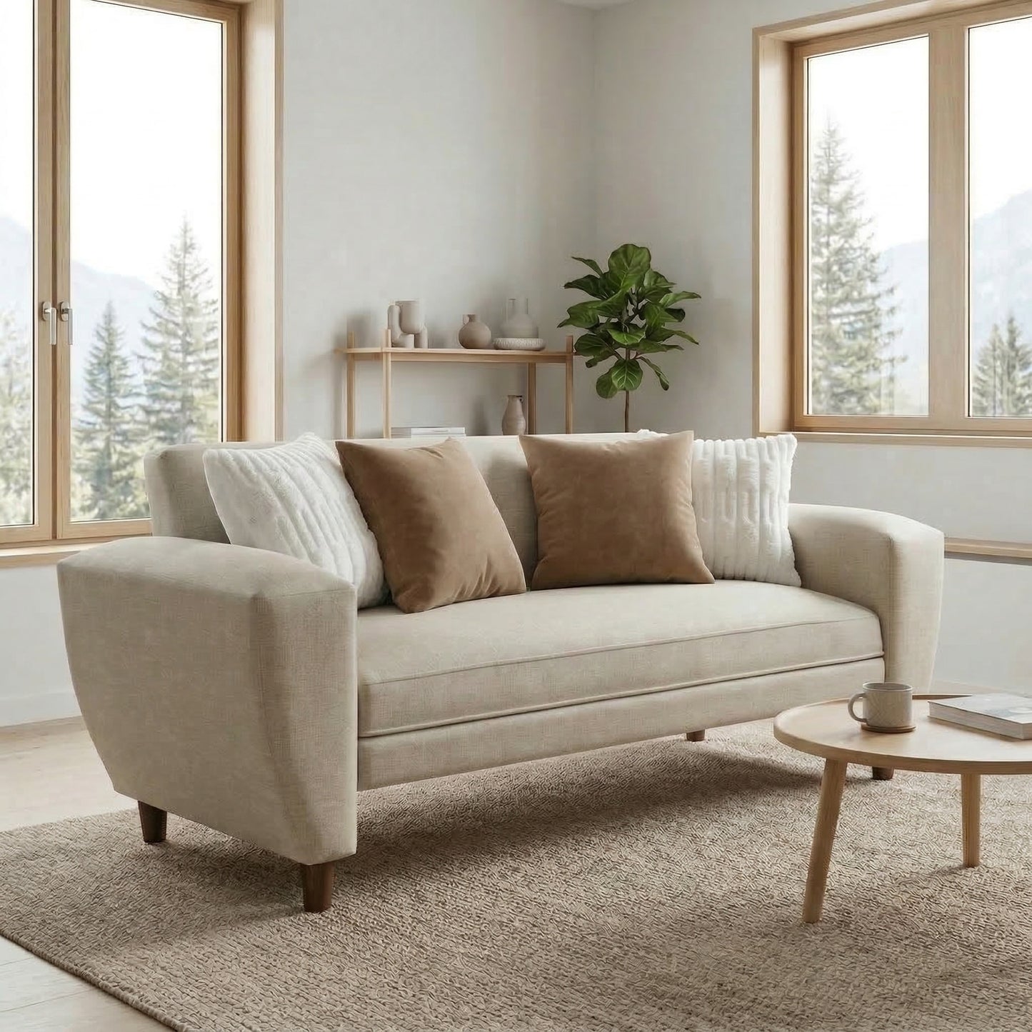 Sofá Sidney wood 1.80| Lino Tokio Crema